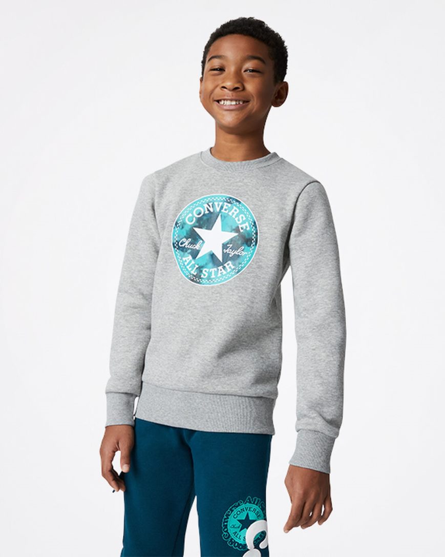 Mikiny Converse Into The Wild Fleece Crew Chlapcenske Tmavo Siva | SK GERDA0